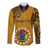 Personalised 15 August Rakahanga Island Gospel Day Long Sleeve Button Shirt Cook Islands Tribal Pattern - Wonder Print Shop