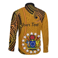 Personalised 15 August Rakahanga Island Gospel Day Long Sleeve Button Shirt Cook Islands Tribal Pattern - Wonder Print Shop
