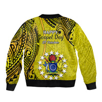 27 October Aitutaki Island Gospel Day Sleeve Zip Bomber Jacket Cook Islands Tribal Pattern - Wonder Print Shop