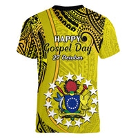 27 October Aitutaki Island Gospel Day Women V Neck T Shirt Cook Islands Tribal Pattern - Wonder Print Shop