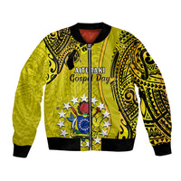 Personalised 27 October Aitutaki Island Gospel Day Bomber Jacket Cook Islands Tribal Pattern - Wonder Print Shop