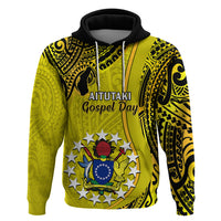 Personalised 27 October Aitutaki Island Gospel Day Hoodie Cook Islands Tribal Pattern - Wonder Print Shop