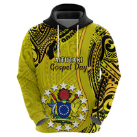 Personalised 27 October Aitutaki Island Gospel Day Hoodie Cook Islands Tribal Pattern - Wonder Print Shop