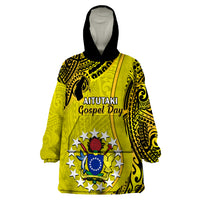 Personalised 27 October Aitutaki Island Gospel Day Wearable Blanket Hoodie Cook Islands Tribal Pattern - Wonder Print Shop