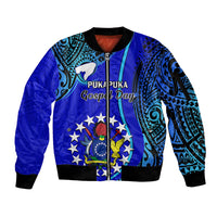 8 December Pukapuka Island Gospel Day Sleeve Zip Bomber Jacket Cook Islands Tribal Pattern - Wonder Print Shop