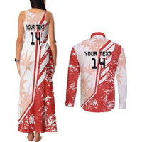 Custom Canada Soccer Couples Matching Tank Maxi Dress and Long Sleeve Button Shirt Les Rouges Sporty Style - Wonder Print Shop