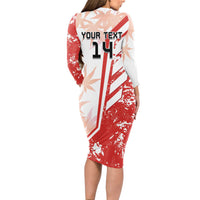Custom Canada Soccer Long Sleeve Bodycon Dress Les Rouges Sporty Style - Wonder Print Shop