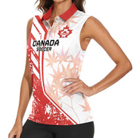 Custom Canada Soccer Women Sleeveless Polo Shirt Les Rouges Sporty Style - Wonder Print Shop