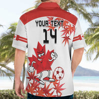 Custom Canada Soccer Hawaiian Shirt Les Rouges Cute Maple Leaf Mascot - Wonder Print Shop