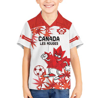 Custom Canada Soccer Hawaiian Shirt Les Rouges Cute Maple Leaf Mascot - Wonder Print Shop