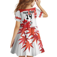 Custom Canada Soccer Kid Short Sleeve Dress Les Rouges Cute Maple Leaf Mascot - Wonder Print Shop