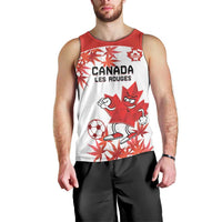 Custom Canada Soccer Men Tank Top Les Rouges Cute Maple Leaf Mascot - Wonder Print Shop