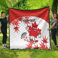 Custom Canada Soccer Quilt Les Rouges Cute Maple Leaf Mascot - Wonder Print Shop