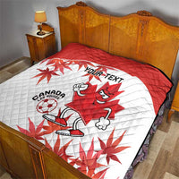 Custom Canada Soccer Quilt Les Rouges Cute Maple Leaf Mascot - Wonder Print Shop