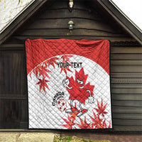 Custom Canada Soccer Quilt Les Rouges Cute Maple Leaf Mascot - Wonder Print Shop