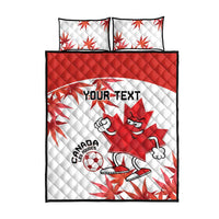 Custom Canada Soccer Quilt Bed Set Les Rouges Cute Maple Leaf Mascot - Wonder Print Shop