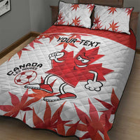 Custom Canada Soccer Quilt Bed Set Les Rouges Cute Maple Leaf Mascot - Wonder Print Shop