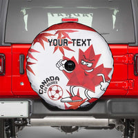 Custom Canada Soccer Spare Tire Cover Les Rouges Cute Maple Leaf Mascot - Wonder Print Shop