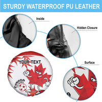 Custom Canada Soccer Spare Tire Cover Les Rouges Cute Maple Leaf Mascot - Wonder Print Shop