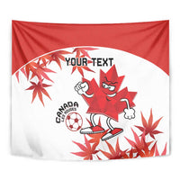 Custom Canada Soccer Tapestry Les Rouges Cute Maple Leaf Mascot - Wonder Print Shop