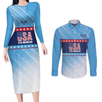 Custom United States Tennis Couples Matching Long Sleeve Bodycon Dress and Long Sleeve Button Shirt 2025 Go USA - Wonder Print Shop