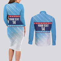 Custom United States Tennis Couples Matching Long Sleeve Bodycon Dress and Long Sleeve Button Shirt 2025 Go USA - Wonder Print Shop