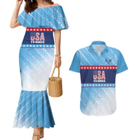 Custom United States Tennis Couples Matching Mermaid Dress and Hawaiian Shirt 2025 Go USA - Wonder Print Shop