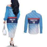 Custom United States Tennis Couples Matching Off The Shoulder Long Sleeve Dress and Long Sleeve Button Shirt 2025 Go USA - Wonder Print Shop