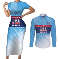 Custom United States Tennis Couples Matching Short Sleeve Bodycon Dress and Long Sleeve Button Shirt 2025 Go USA - Wonder Print Shop