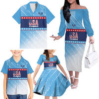 Custom United States Tennis Family Matching Off The Shoulder Long Sleeve Dress and Hawaiian Shirt 2025 Go USA - Wonder Print Shop