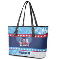 Custom United States Tennis Leather Tote Bag 2025 Go USA - Wonder Print Shop