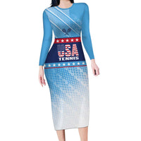 Custom United States Tennis Long Sleeve Bodycon Dress 2025 Go USA - Wonder Print Shop