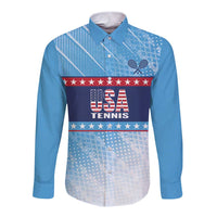 Custom United States Tennis Long Sleeve Button Shirt 2025 Go USA - Wonder Print Shop