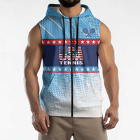 Custom United States Tennis Sleeveless Zip Hoodie 2025 Go USA - Wonder Print Shop