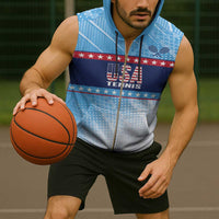 Custom United States Tennis Sleeveless Zip Hoodie 2025 Go USA - Wonder Print Shop