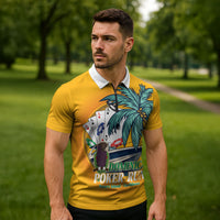 Poker Run Dominica 2026 Zipper Polo Shirt Nature Island Of Caribbean