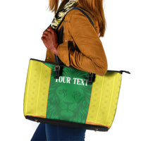 Senegal Basketball 2026 Custom Leather Tote Bag Come On Lions African Pattern