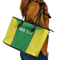 Senegal Basketball 2026 Custom Leather Tote Bag Come On Lions African Pattern