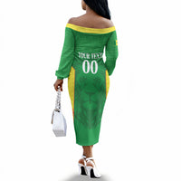Senegal Basketball 2026 Custom Off The Shoulder Long Sleeve Dress Come On Lions African Pattern