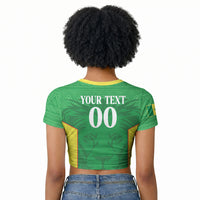 Senegal Basketball 2026 Custom Raglan Cropped T shirt Come On Lions African Pattern
