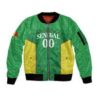 Senegal Basketball 2026 Custom Sleeve Zip Bomber Jacket Come On Lions African Pattern