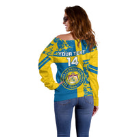 Custom Sweden Football Off Shoulder Sweater Come On Sverige 2023 World Cup - Wonder Print Shop