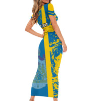 Custom Sweden Football Short Sleeve Bodycon Dress Come On Sverige 2023 World Cup - Wonder Print Shop