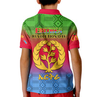 Eritrea Revolution Day Kid Polo Shirt Eritrean Kente Pattern Gradient Style - Wonder Print Shop
