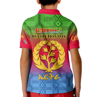 Eritrea Revolution Day Kid Polo Shirt Eritrean Kente Pattern Gradient Style - Wonder Print Shop