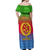 Eritrea Revolution Day Off Shoulder Maxi Dress Eritrean Kente Pattern Gradient Style - Wonder Print Shop