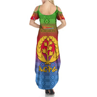 Eritrea Revolution Day Summer Maxi Dress Eritrean Kente Pattern Gradient Style - Wonder Print Shop