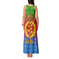 Eritrea Revolution Day Tank Maxi Dress Eritrean Kente Pattern Gradient Style - Wonder Print Shop
