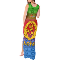 Eritrea Revolution Day Tank Maxi Dress Eritrean Kente Pattern Gradient Style - Wonder Print Shop