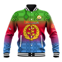 Personalised Eritrea Revolution Day Baseball Jacket Eritrean Kente Pattern Gradient Style - Wonder Print Shop